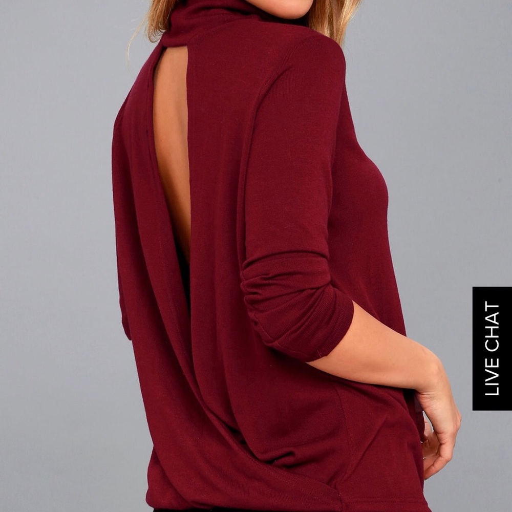 BACKLESS MOCK NECK SWEATER TOP